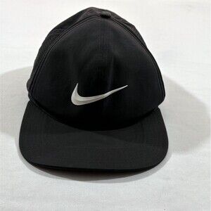 Nike Golf Pro Cap Adult Dri Fit Hat Flat Bill Snapback Black Adjustable Swoosh